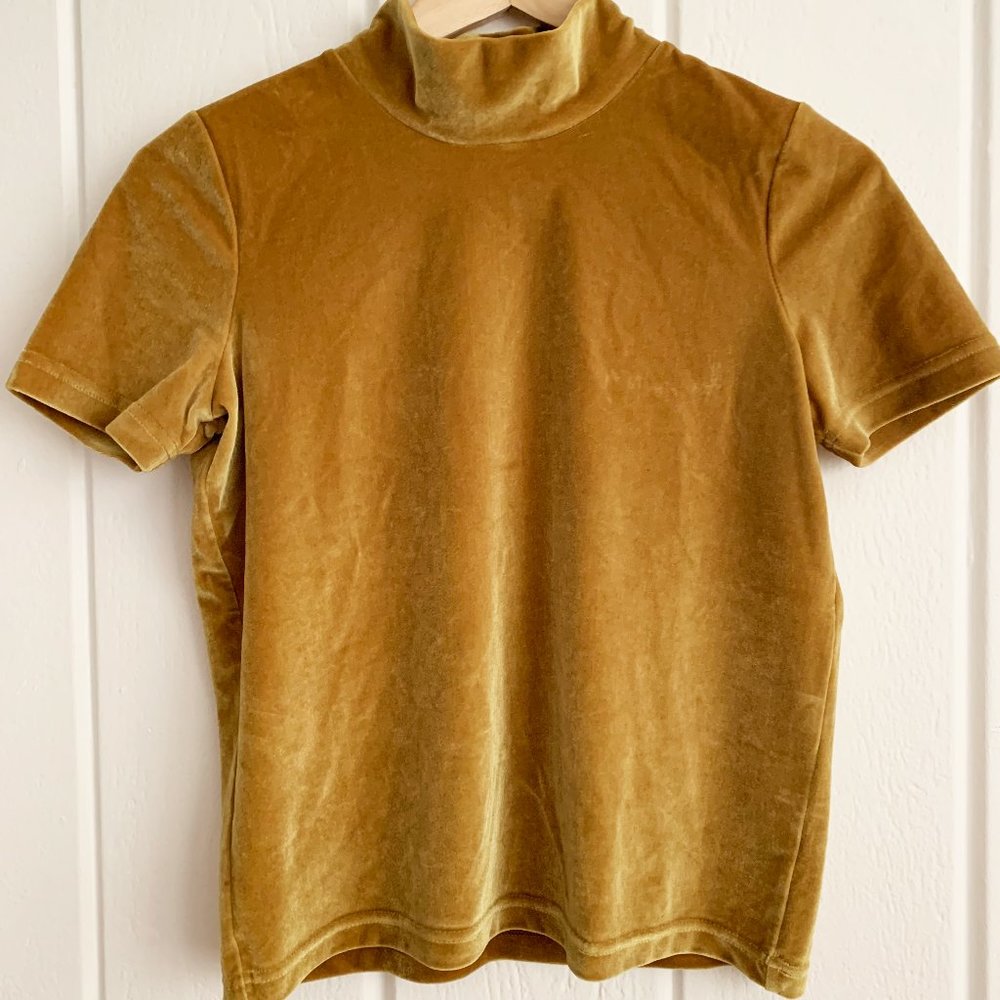 Madewell Velvet Turtleneck Short Sleeve Top Size S